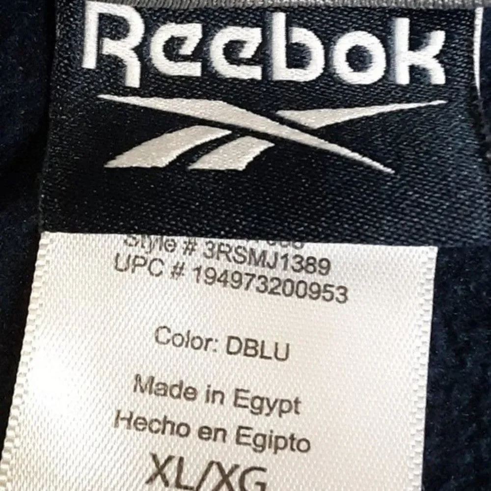 Reebok Men's size XL Logo-Print Fleece Blue Polyester Hoodie Sweater
